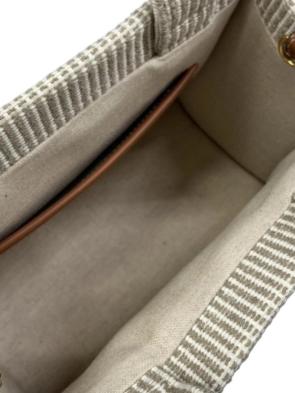 CELINE Small Hippopotamus 199162FEE.02BG White Gray Brown Textile Calf Skin - Picture 11 of 15